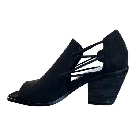 Eileen Fisher Alfie Black Suede Open Toe Slip On Sandal Block Heel Size 6 NWOT - Picture 1 of 8